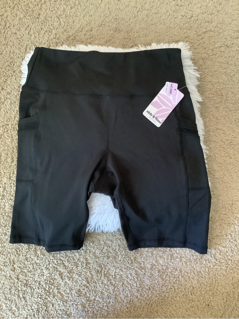 ebb & flow Black High-Waist Bike Shorts with Side Pockets